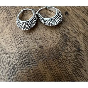 Caviar-liked Stamped 925 Sterling Silver Hoops